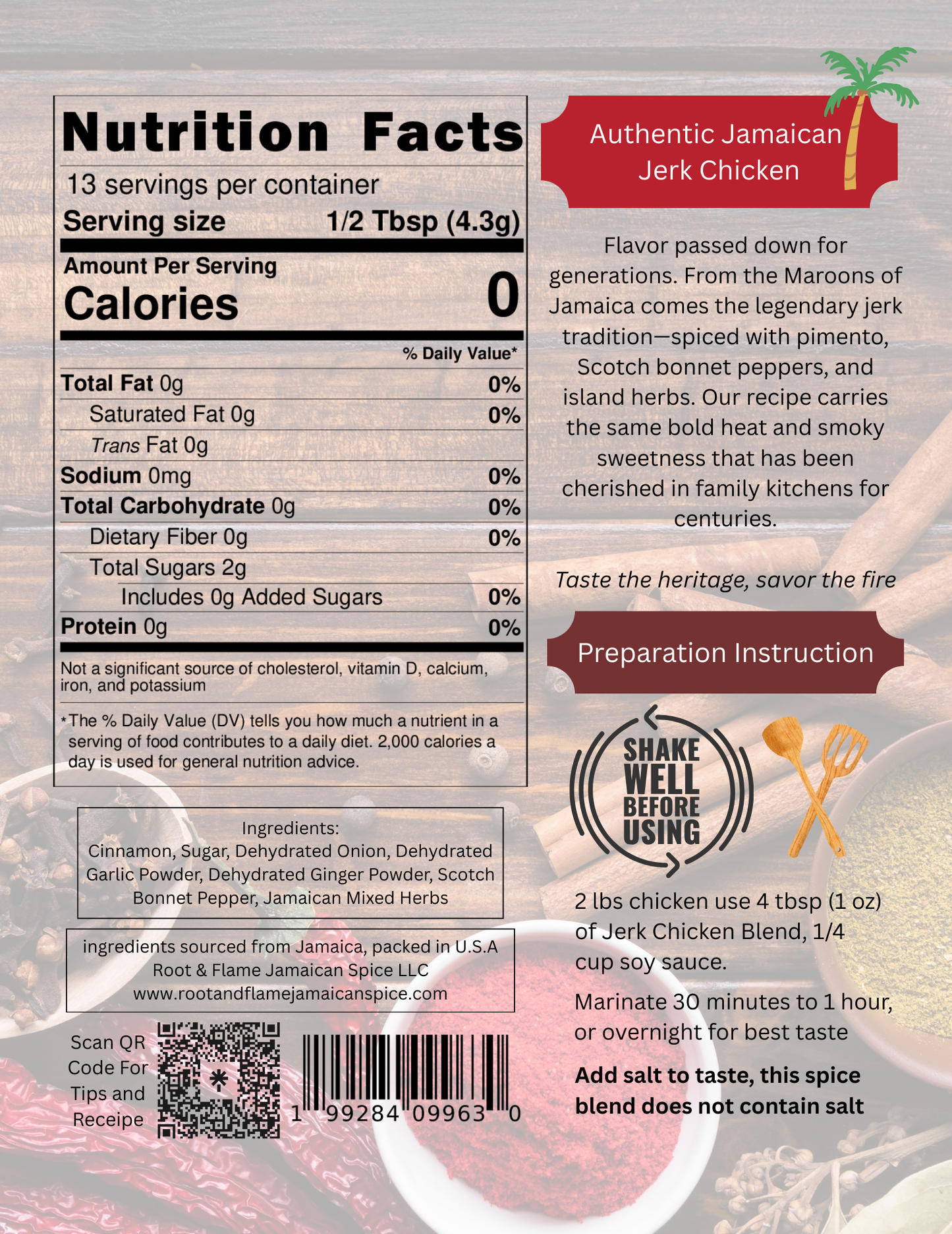 Root & Flame Jerk Chicken Blend 3-in-1